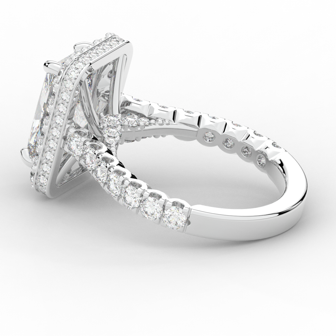 4.50CT.TW RADIANT LAB DIAMOND HALO ENGAGEMENT RING - Nazarelle
