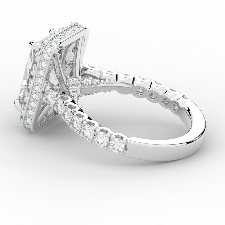 4.50CT.TW RADIANT LAB DIAMOND HALO ENGAGEMENT RING - Nazarelle
