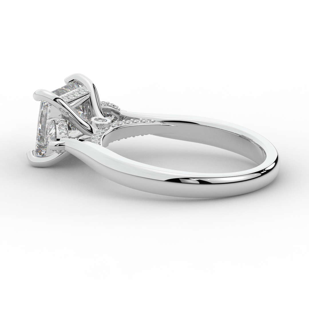 2.40CT.TW PRINCESS LAB DIAMOND 3 STONE ENGAGEMENT RING - Nazarelle