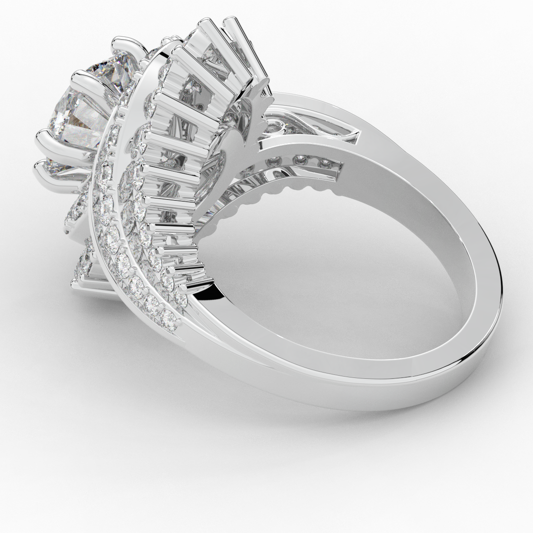 3.35CT.TW ROUND LAB DIAMOND BYPASS HALO ENGAGEMENT RING - Nazarelle