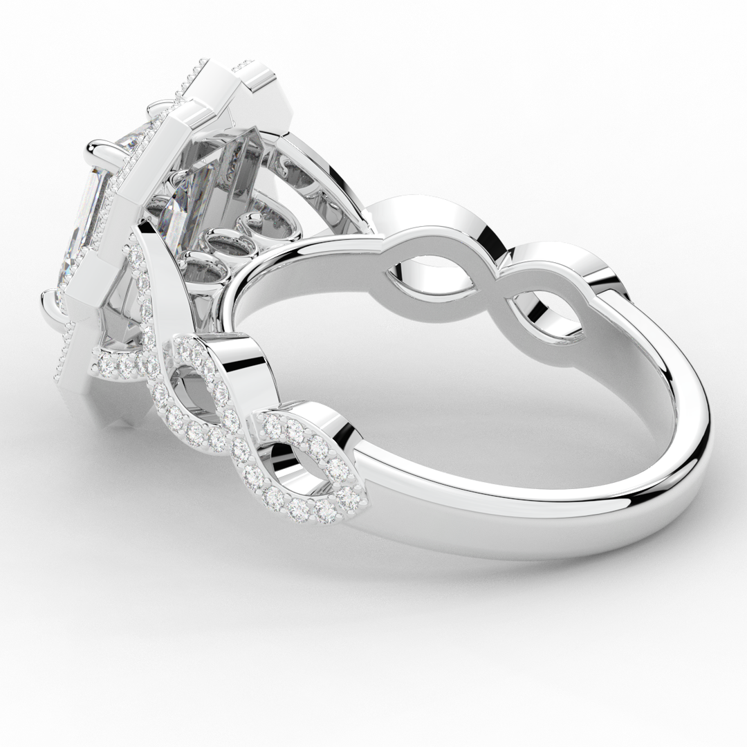 1.90CT.TW EMERALD CUT LAB DIAMOND HALO ENGAGEMENT RING - Nazarelle