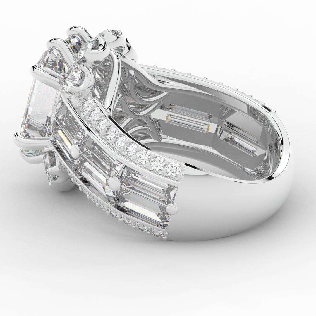 8.25CT.TW EMERALD CUT LAB DIAMOND HALO ENGAGEMENT RING - Nazarelle