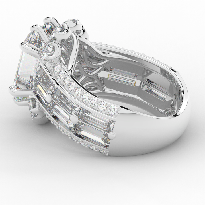 8.25CT.TW EMERALD CUT LAB DIAMOND HALO ENGAGEMENT RING - Nazarelle