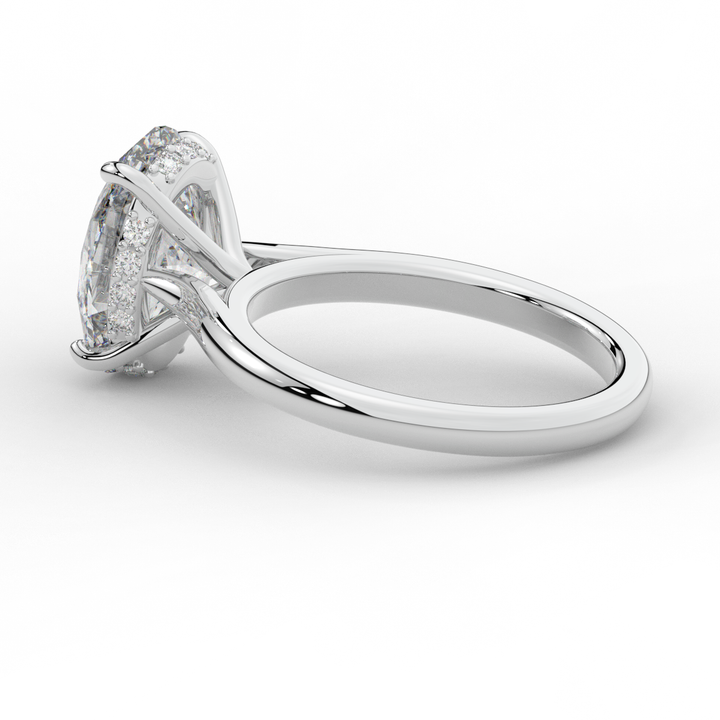 2.05CT.TW OVAL LAB DIAMOND UNDERHALO ENGAGEMENT RING - Nazarelle