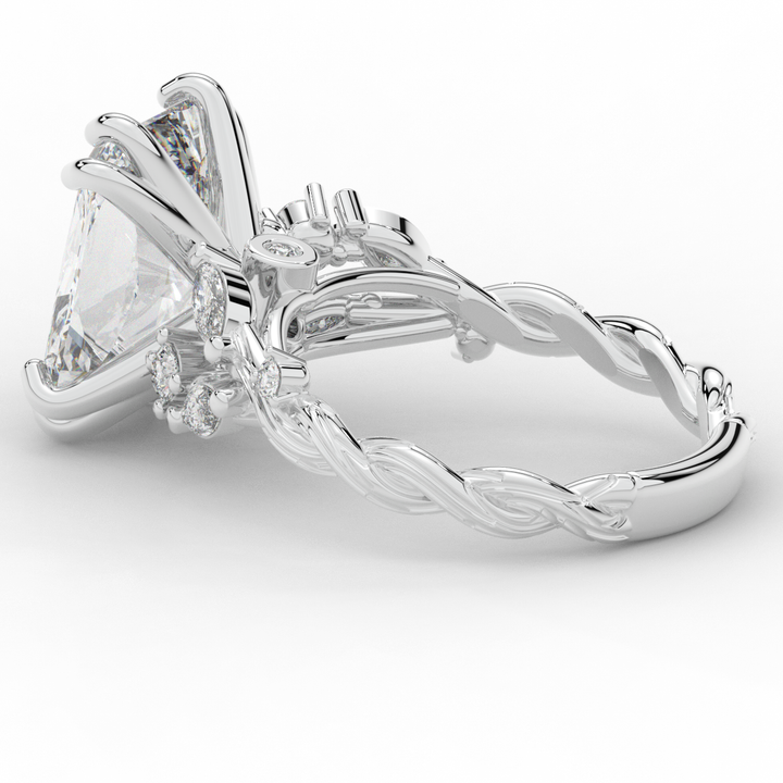 5.30CT.TW RADIANT LAB DIAMOND STYLIZED VINE AND TREE BARK FINISH ENGAGEMENT RING - Nazarelle