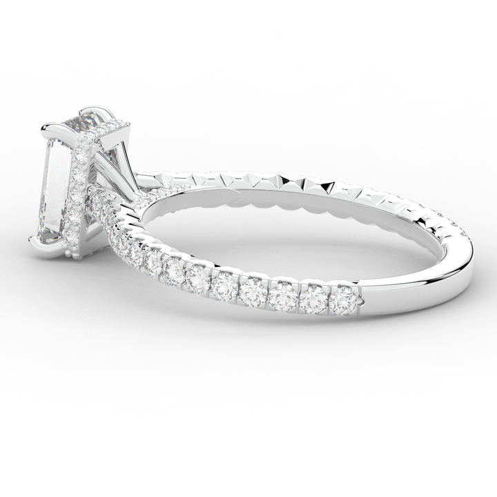 2.10CT.TW EMERALD CUT LAB DIAMOND UNDERHALO SOLITAIRE ENGAGEMENT RING - Nazarelle