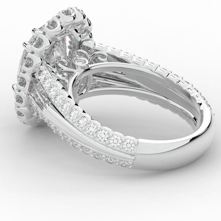5.75CT.TW OVAL LAB DIAMOND HALO ENGAGEMENT RING - Nazarelle