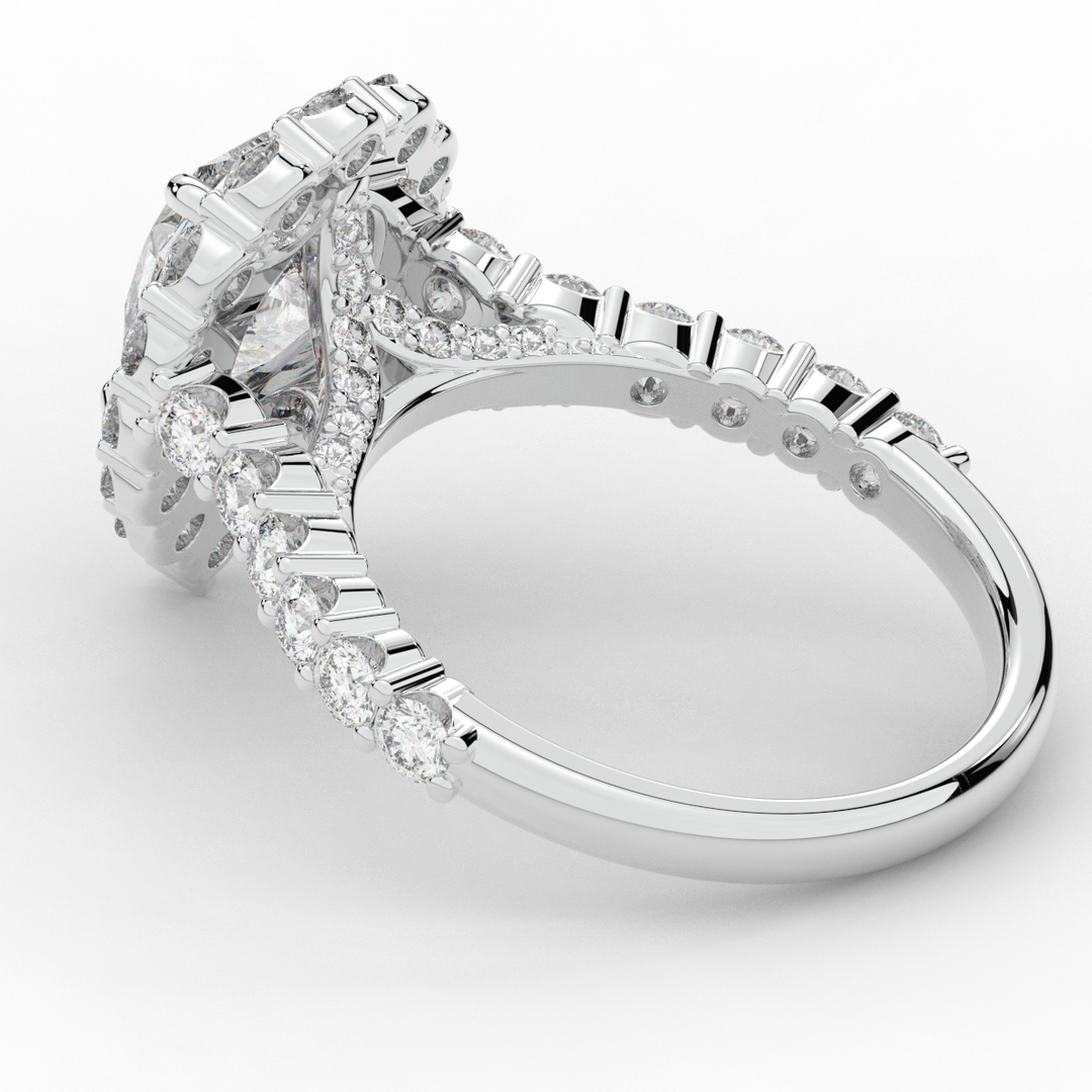 3.10CT.TW PEAR LAB DIAMOND HALO ENGAGEMENT RING - Nazarelle