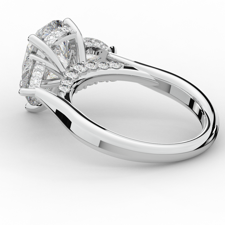 3.70CT.TW PEAR LAB DIAMOND 3 STONE ENGAGEMENT RING - Nazarelle