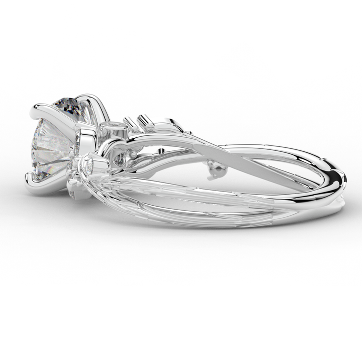 1.75CT.TW ROUND LAB DIAMOND STYLIZED VINE AND TREE BARK FINISH ENGAGEMENT RING - Nazarelle