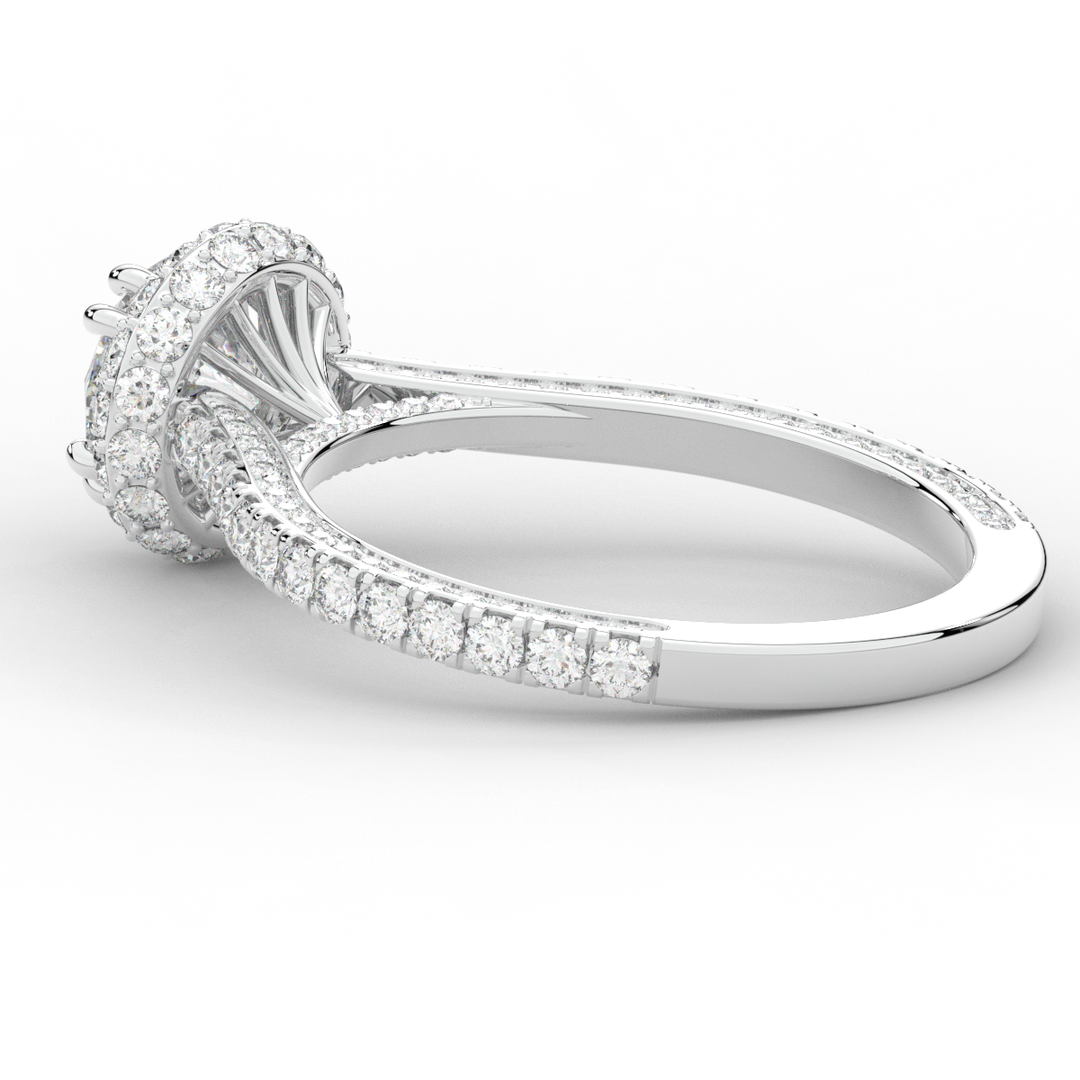 1.90CT.TW ROUND LAB DIAMOND HALO ENGAGEMENT RING - Nazarelle