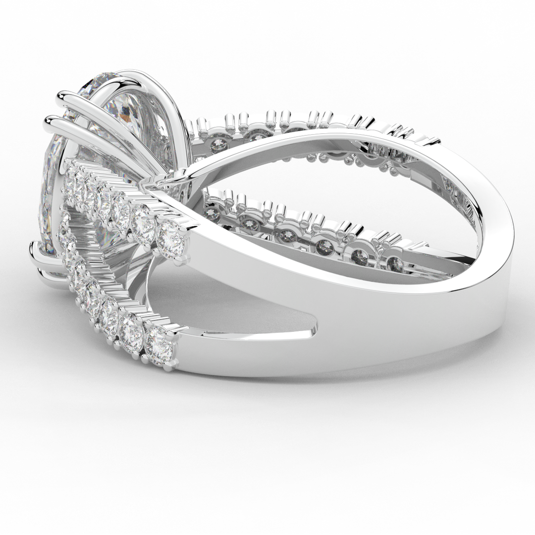 3.75CT.TW OVAL LAB DIAMOND SPLIT BAND ENGAGEMENT RING