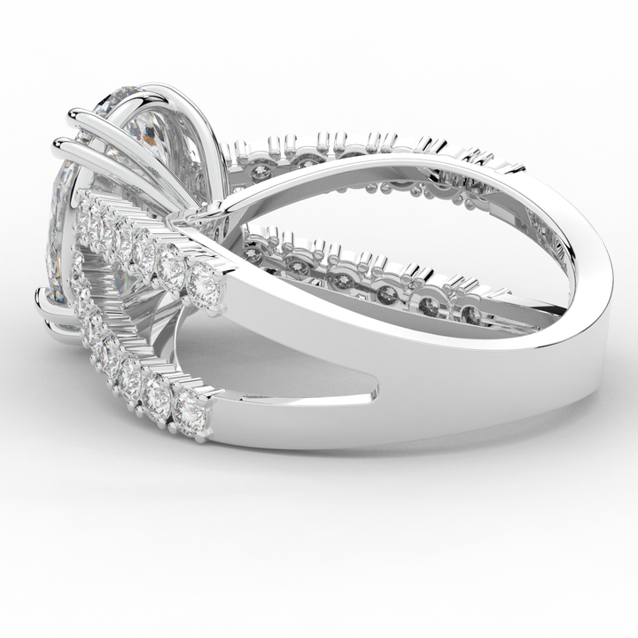 3.75CT.TW OVAL LAB DIAMOND SPLIT BAND ENGAGEMENT RING