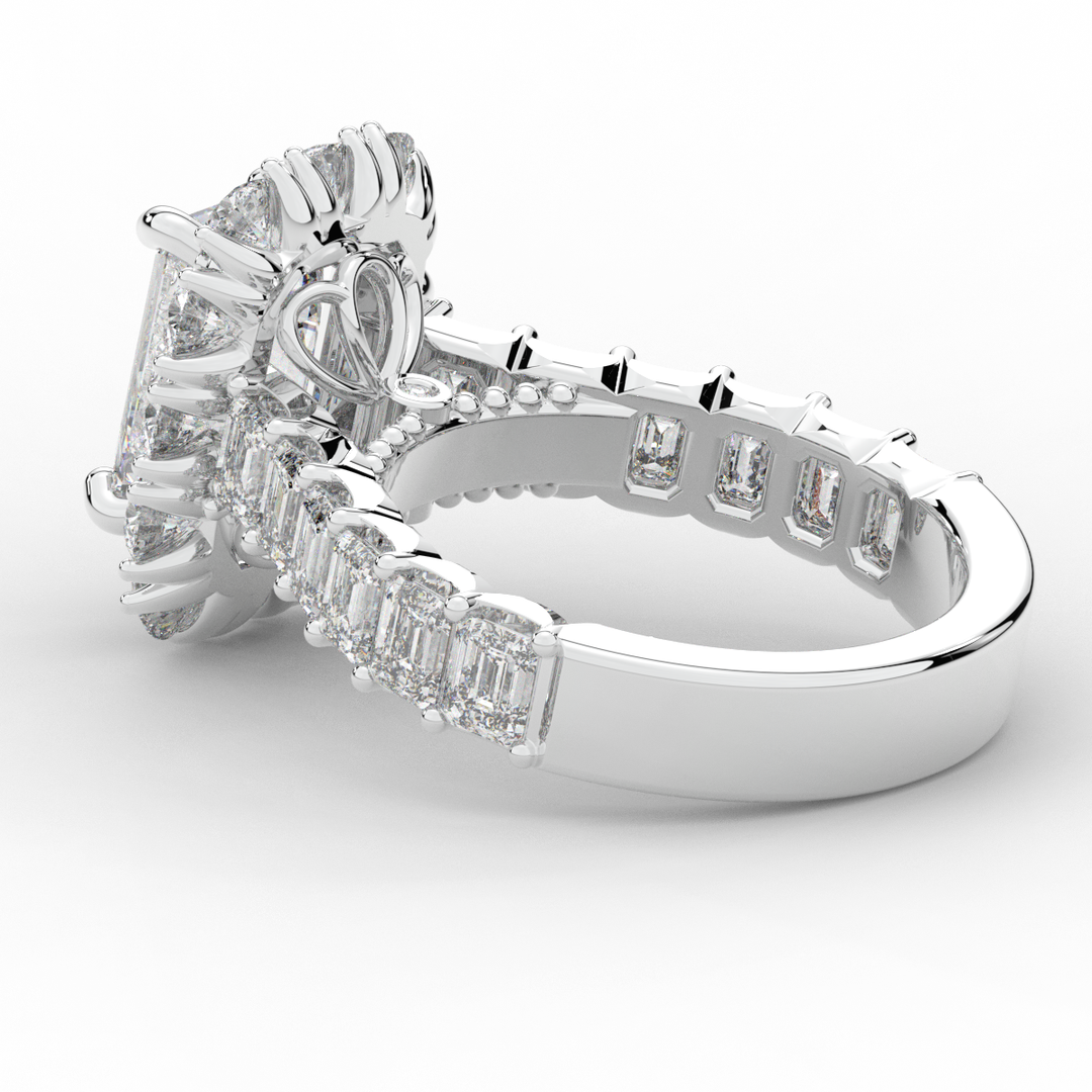 6.00CT.TW EMERALD CUT LAB DIAMOND HALO ENGAGEMENT RING - Nazarelle