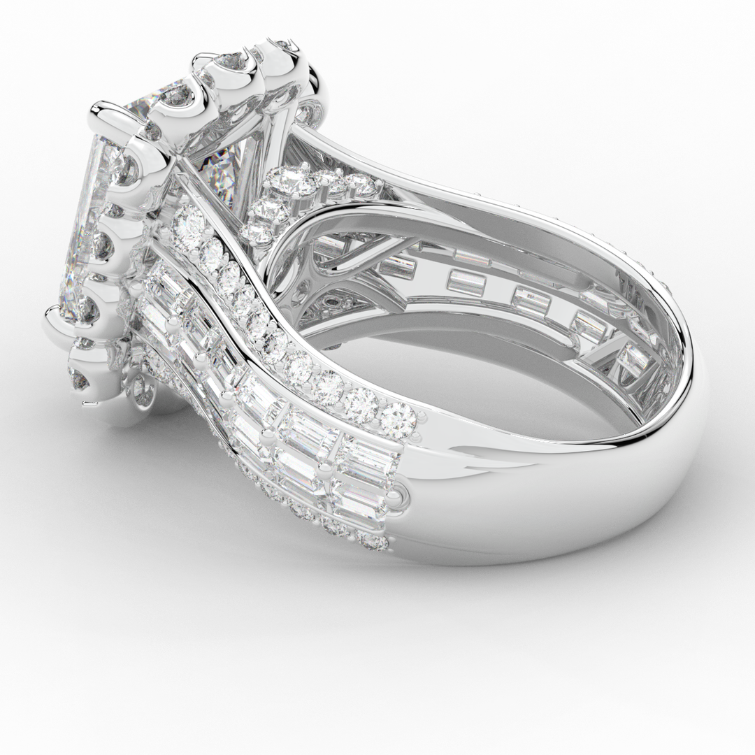 8.00CT.TW EMERALD CUT LAB DIAMOND HALO ENGAGEMENT RING - Nazarelle