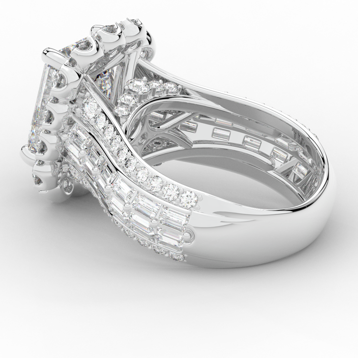 8.00CT.TW EMERALD CUT LAB DIAMOND HALO ENGAGEMENT RING - Nazarelle