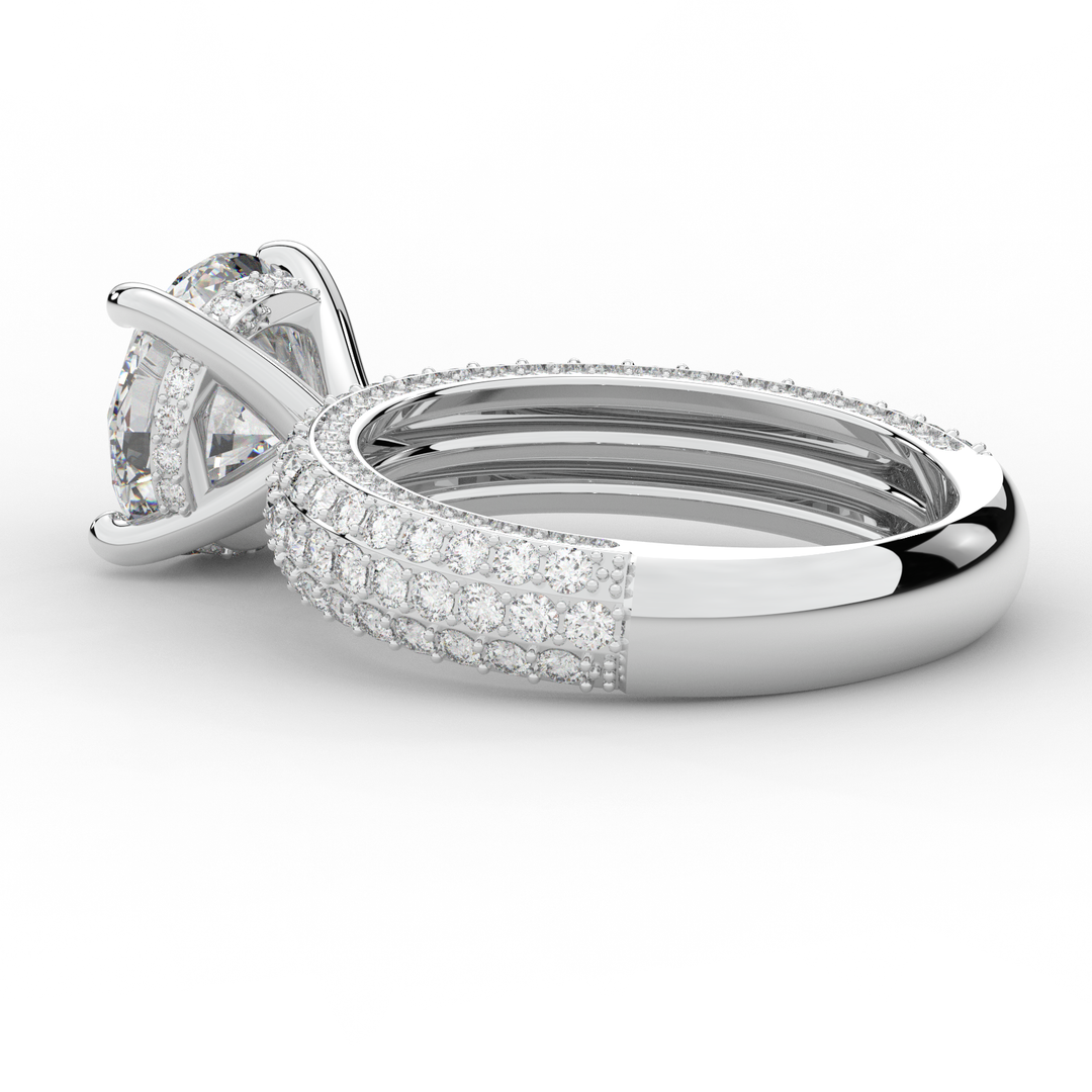 4.80CT.TW ROUND LAB DIAMOND UNDERHALO ENGAGEMENT RING - Nazarelle