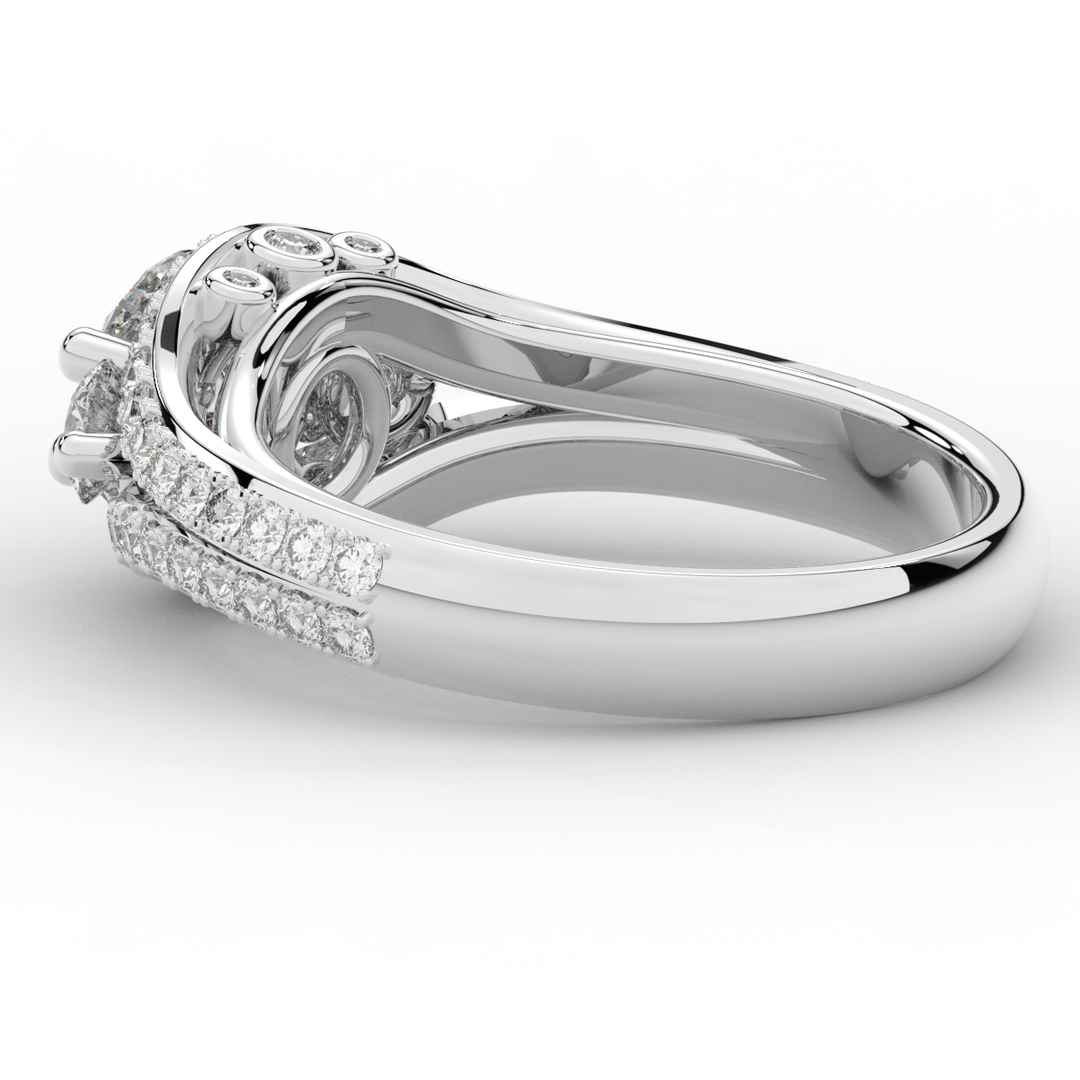 1.90CT.TW ROUND LAB DIAMOND THREE STONE ENGAGEMENT RING - Nazarelle