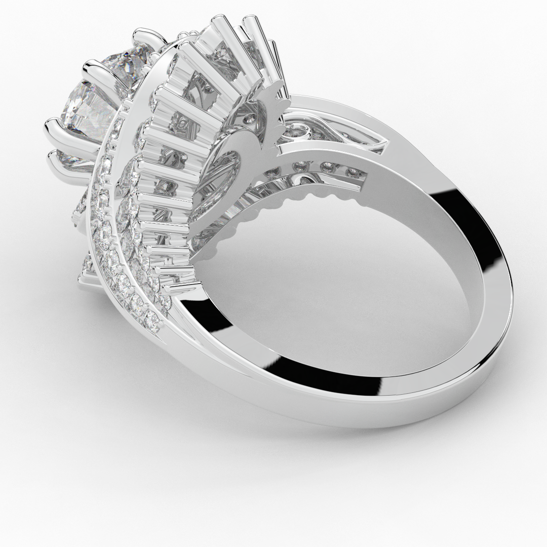 3.35CT.TW ROUND LAB DIAMOND BYPASS HALO ENGAGEMENT RING - Nazarelle