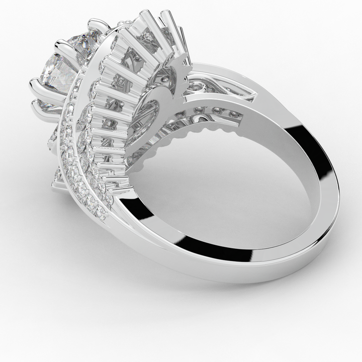3.35CT.TW ROUND LAB DIAMOND BYPASS HALO ENGAGEMENT RING - Nazarelle