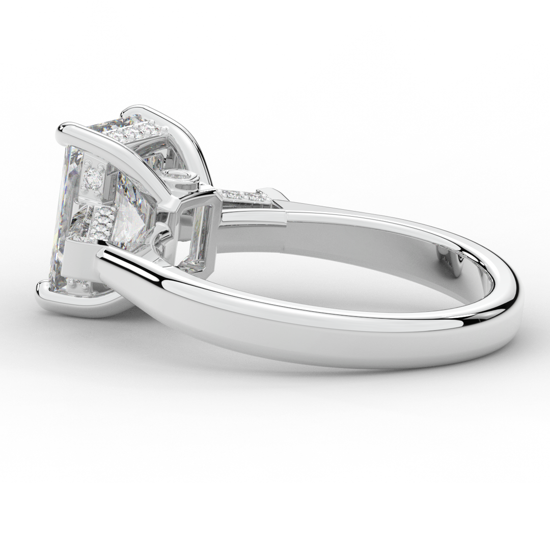 3.45CT.TW RADIANT LAB DIAMOND 3 STONE ENGAGEMENT RING - Nazarelle
