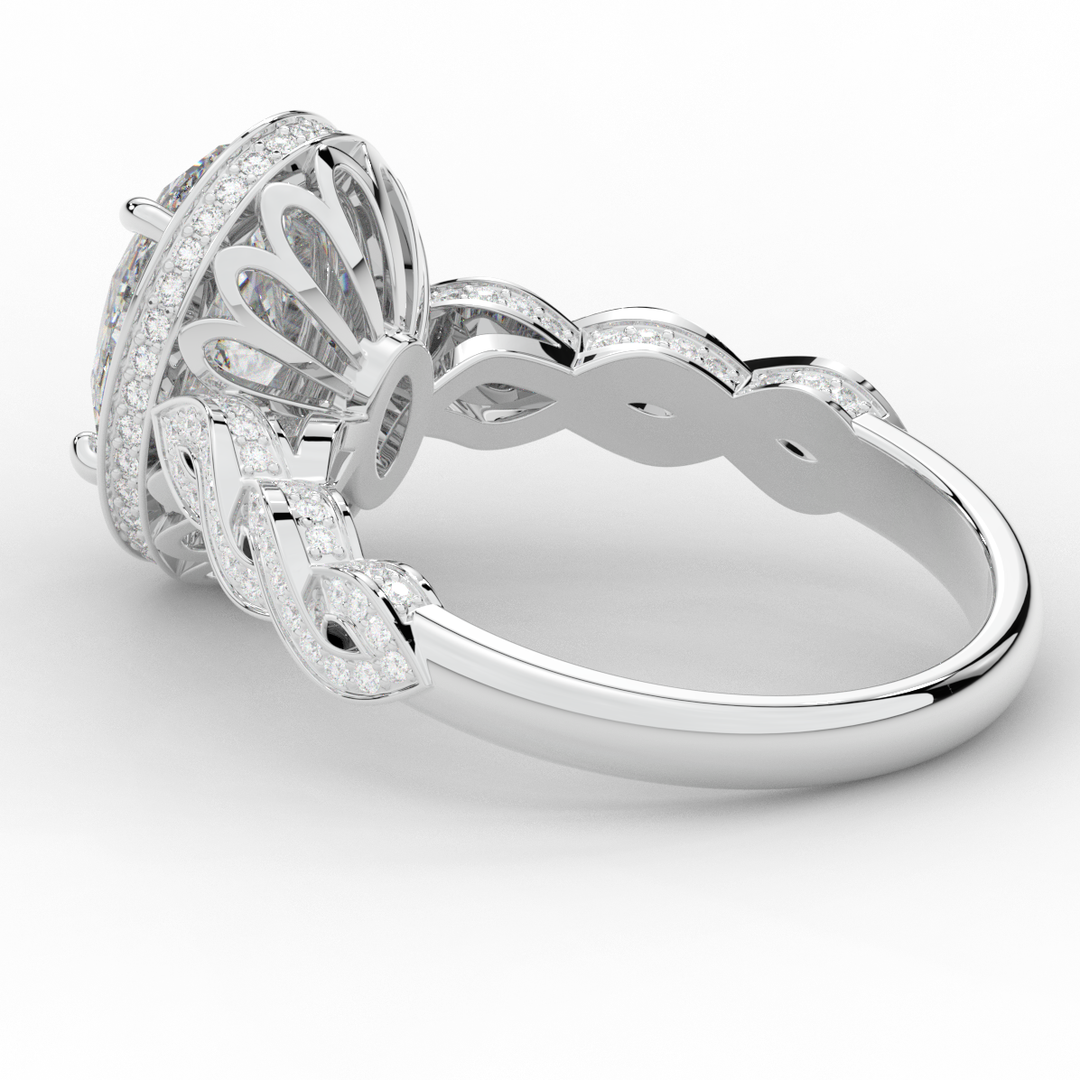 3.10CT.TW OVAL LAB DIAMOND HALO ENGAGEMENT RING - Nazarelle