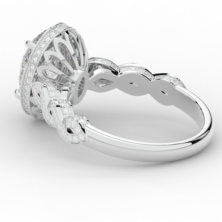 3.10CT.TW OVAL LAB DIAMOND HALO ENGAGEMENT RING - Nazarelle