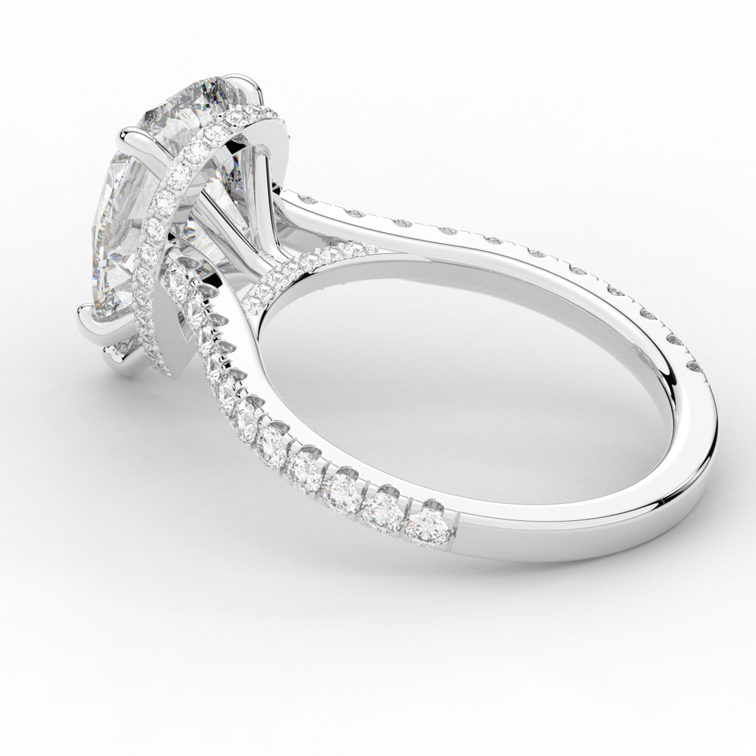 4.60CT.TW PEAR LAB DIAMOND UNDERHALO SOLITAIRE ENGAGEMENT RING - Nazarelle