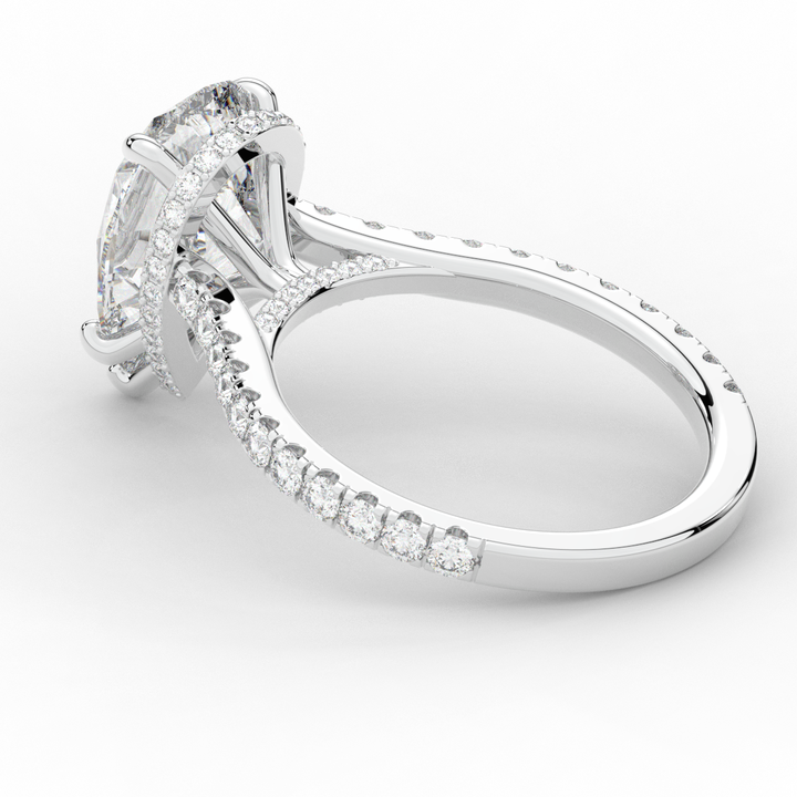 4.60CT.TW PEAR LAB DIAMOND UNDERHALO SOLITAIRE ENGAGEMENT RING - Nazarelle