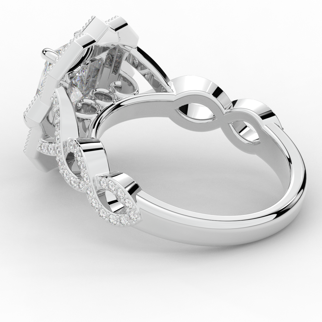 1.90CT.TW RADIANT LAB DIAMOND HALO ENGAGEMENT RING - Nazarelle