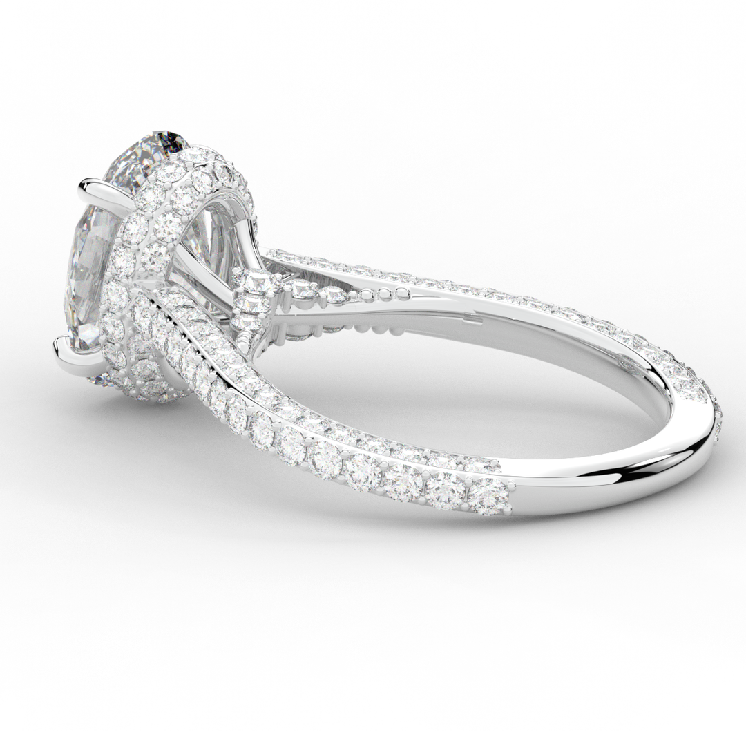 4.00CT.TW OVAL LAB DIAMOND UNDERHALO SOLITAIRE ENGAGEMENT RING - Nazarelle