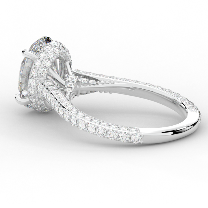 4.00CT.TW OVAL LAB DIAMOND UNDERHALO SOLITAIRE ENGAGEMENT RING - Nazarelle
