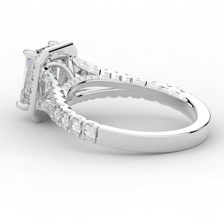 2.60CT.TW RADIANT LAB DIAMOND SPLIT SHANK HALO ENGAGEMENT RING - Nazarelle