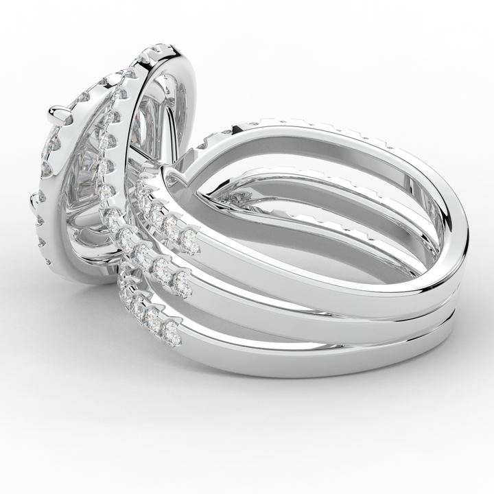 3.90CT.TW ROUND LAB DIAMOND TWIST HALO ENGAGEMENT RING - Nazarelle