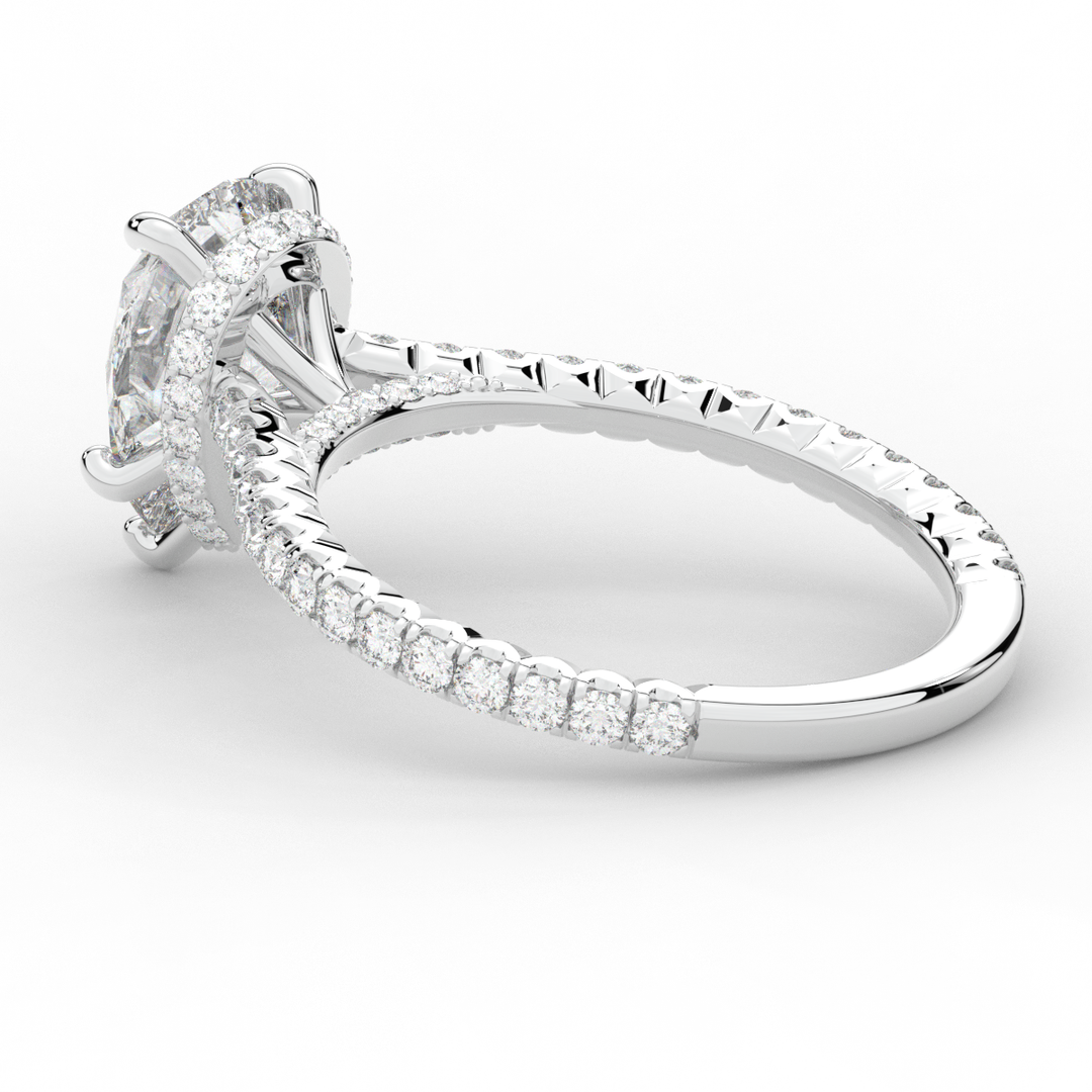 2.50CT.TW PEAR LAB DIAMOND UNDERHALO SOLITAIRE ENGAGEMENT RING - Nazarelle