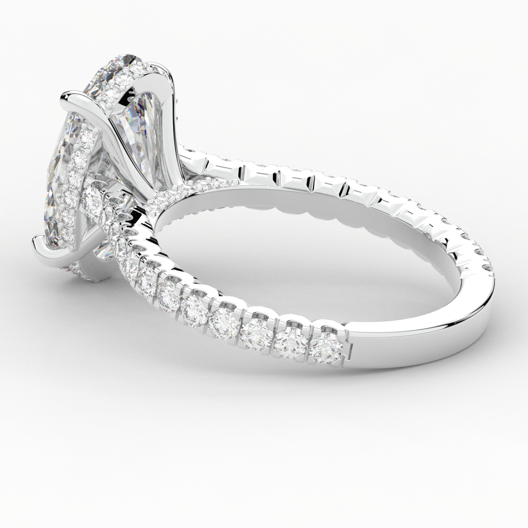 4.70CT.TW OVAL LAB DIAMOND UNDERHALO SOLITAIRE ENGAGEMENT RING - Nazarelle