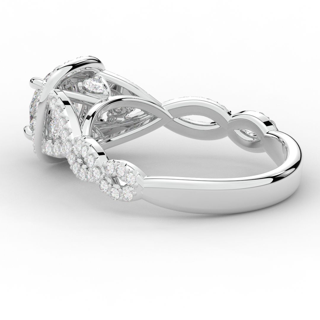 1.60CT.TW ROUND LAB DIAMOND HALO TWIST ENGAGEMENT RING - Nazarelle