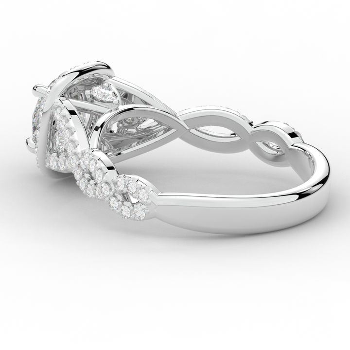 1.60CT.TW ROUND LAB DIAMOND HALO TWIST ENGAGEMENT RING - Nazarelle