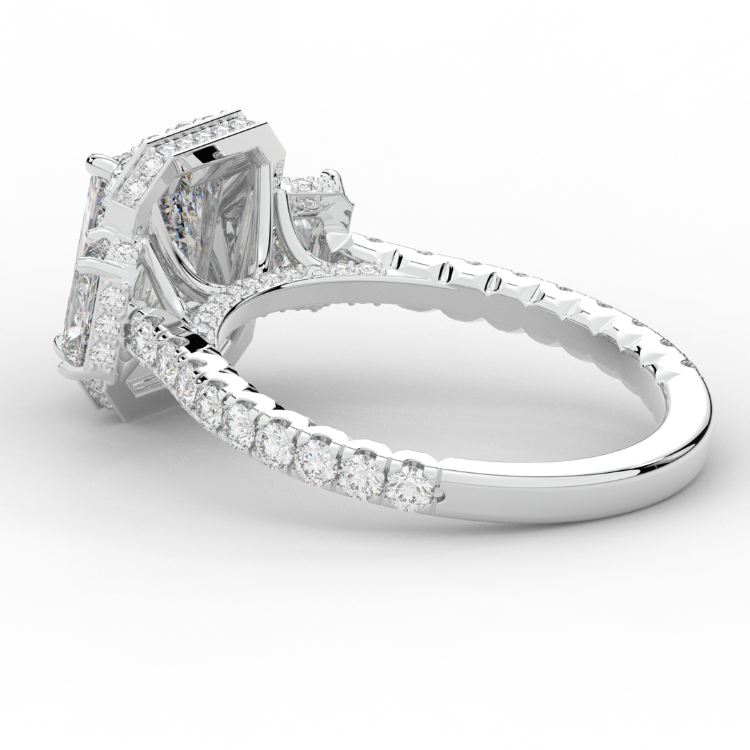 3.20CT.TW RADIANT LAB DIAMOND 3 STONE ENGAGEMENT RING - Nazarelle