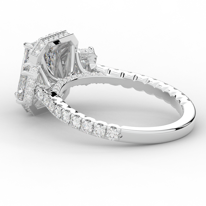 3.20CT.TW RADIANT LAB DIAMOND 3 STONE ENGAGEMENT RING - Nazarelle