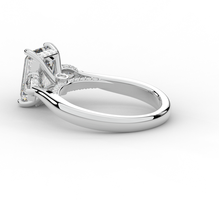 2.40CT.TW EMERALD CUT LAB DIAMOND 3 STONE ENGAGEMENT RING - Nazarelle