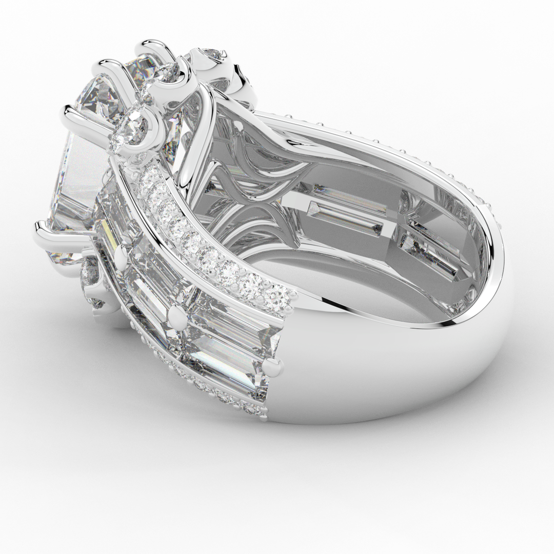 8.25CT.TW EMERALD CUT LAB DIAMOND HALO ENGAGEMENT RING - Nazarelle