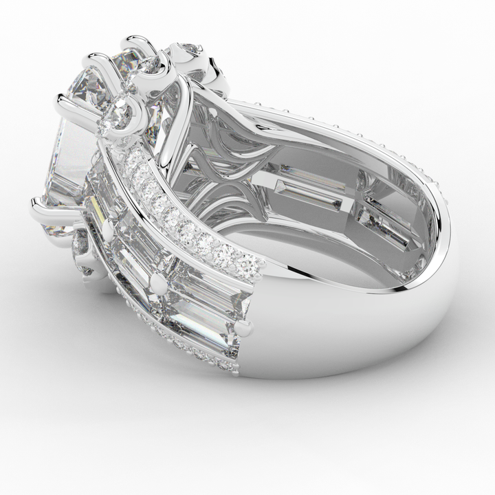 8.25CT.TW EMERALD CUT LAB DIAMOND HALO ENGAGEMENT RING - Nazarelle