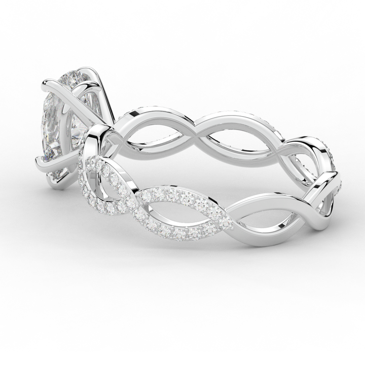 1.30CT.TW PEAR LAB DIAMOND TWIST BAND ENGAGEMENT RING - Nazarelle