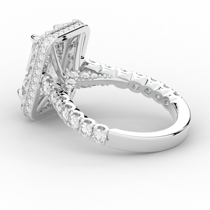 4.50CT.TW RADIANT LAB DIAMOND HALO ENGAGEMENT RING - Nazarelle