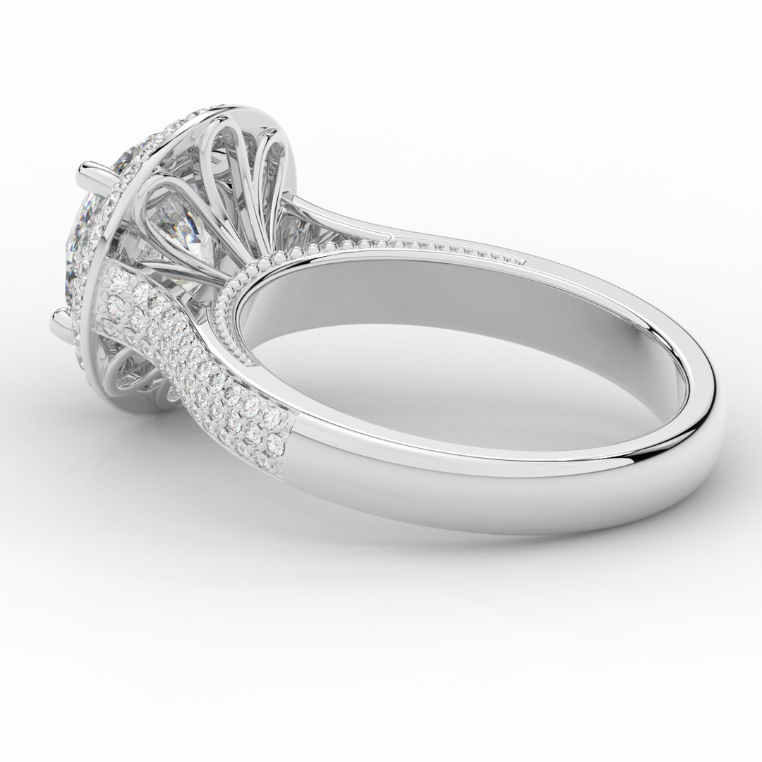 2.45CT.TW ROUND LAB DIAMOND HALO ENGAGEMENT RING - Nazarelle