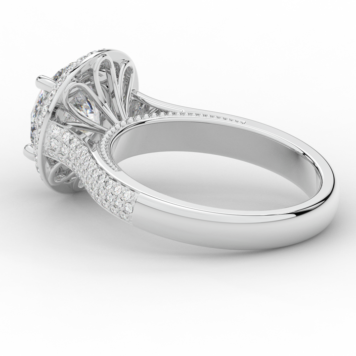 2.45CT.TW ROUND LAB DIAMOND HALO ENGAGEMENT RING - Nazarelle