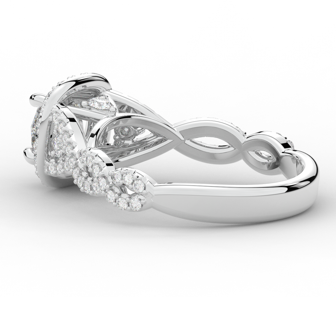 1.30CT.TW ROUND LAB DIAMOND HALO ENGAGEMENT RING - Nazarelle