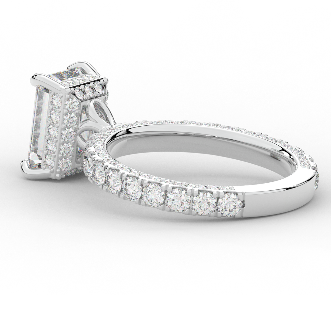 3.00CT.TW EMERALD CUT LAB DIAMOND ENGAGEMENT RING - Nazarelle