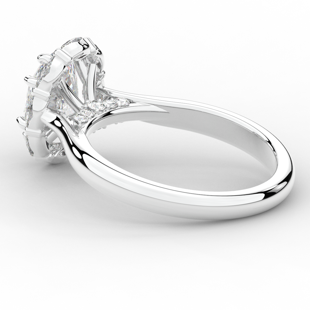 1.90CT.TW OVAL LAB DIAMOND HALO ENGAGEMENT RING - Nazarelle